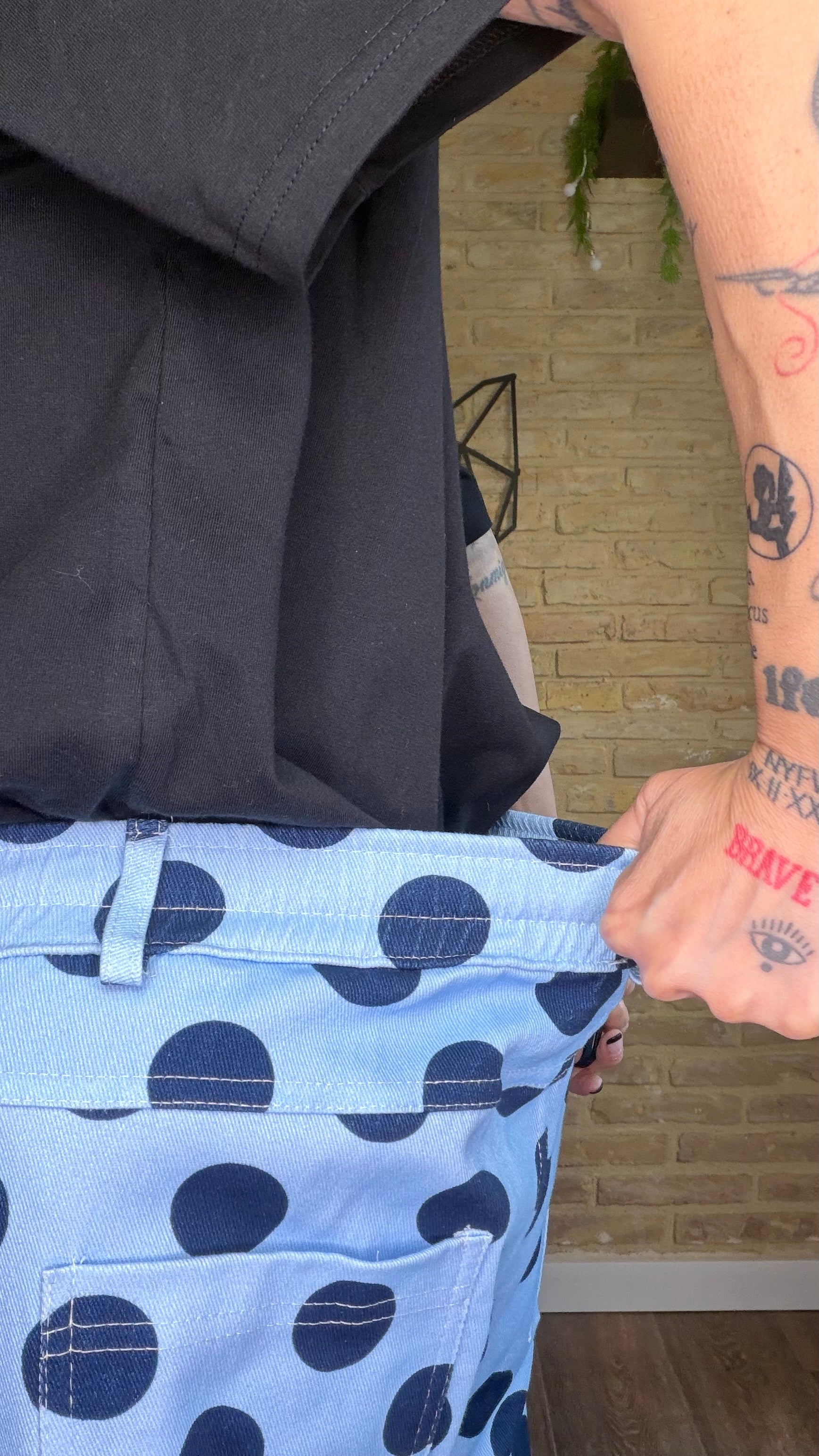 Pantalón Balloon Lunares Azul