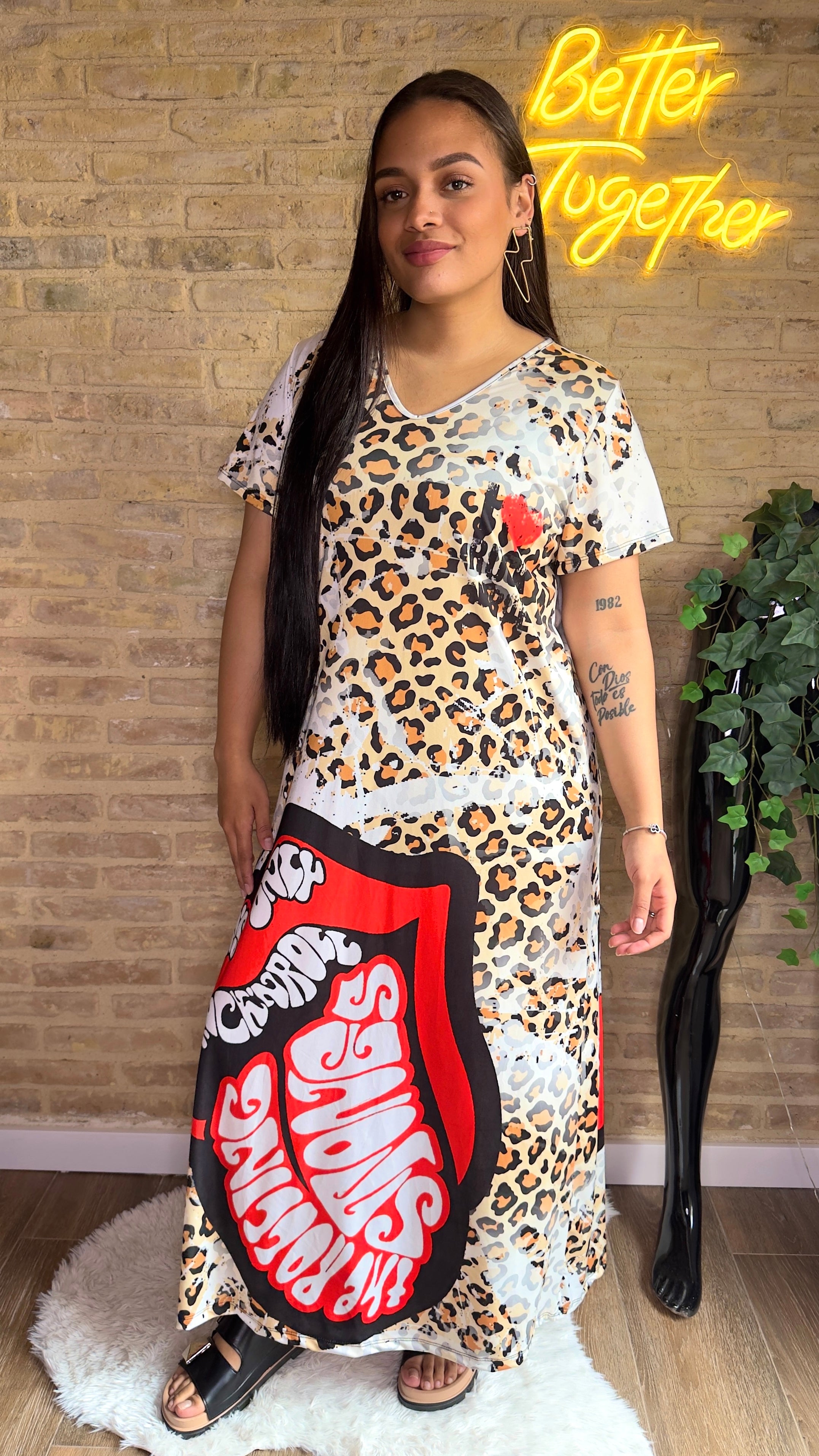 Vestido Largo Rollings Print