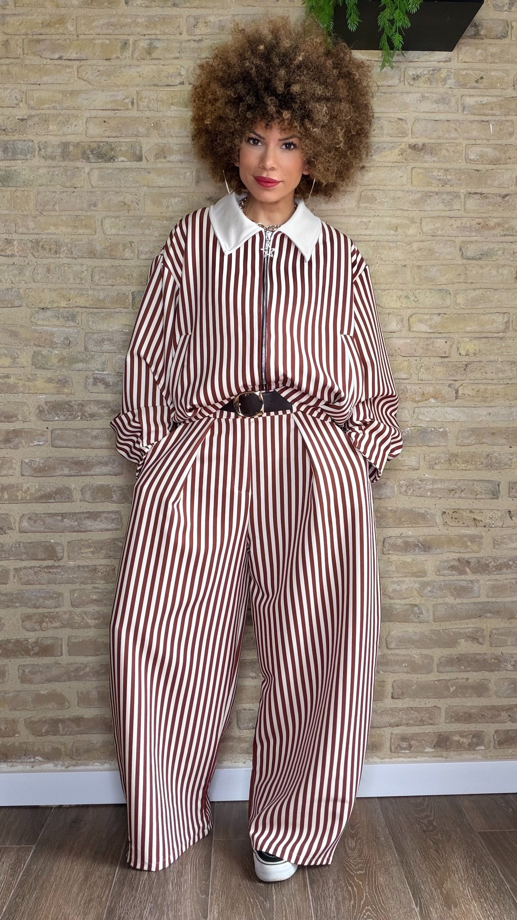 Pantalón Balloon Raya Moka