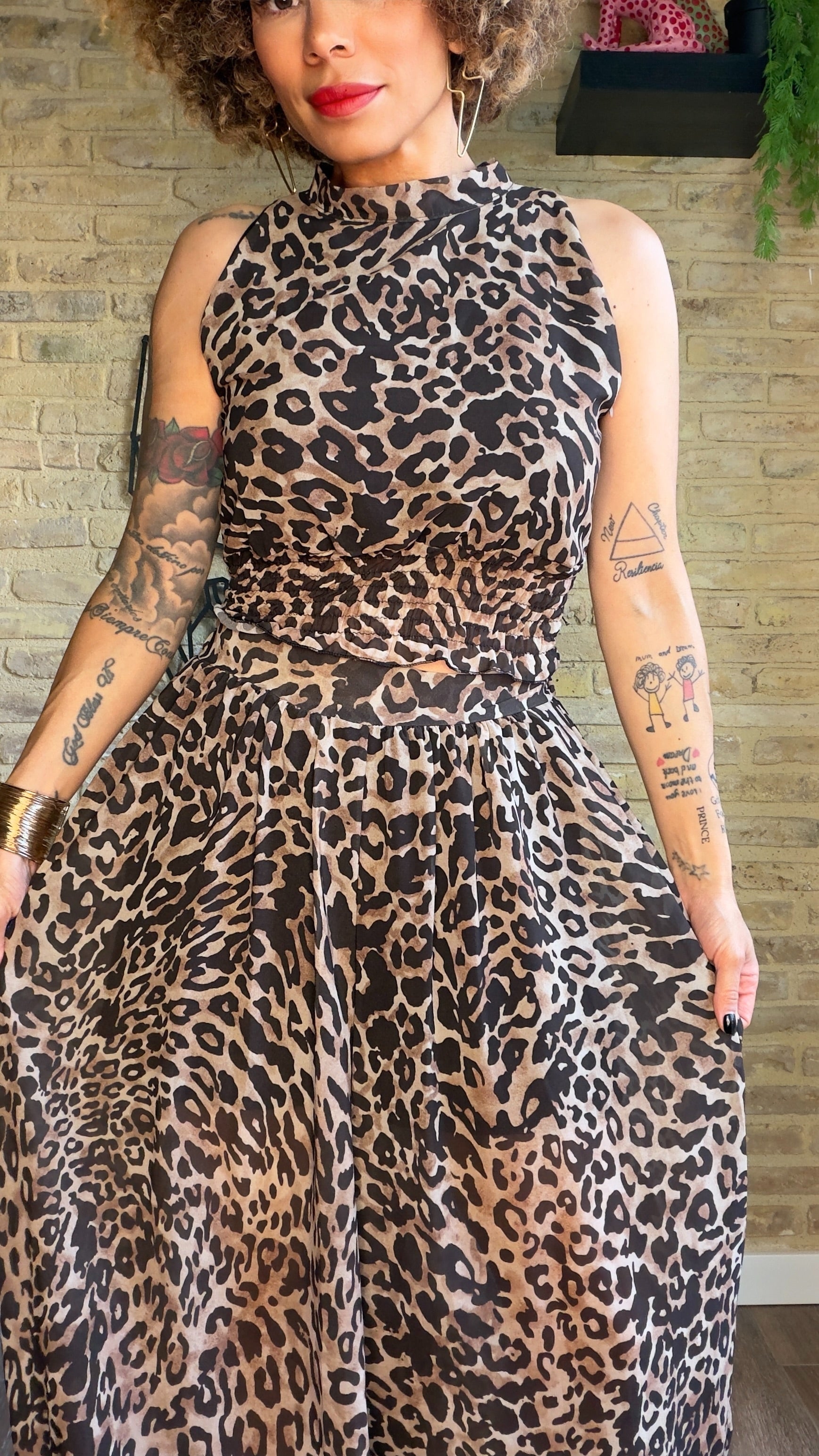 Conjunto TOP Y PANTALÓN Gasa Leopardo
