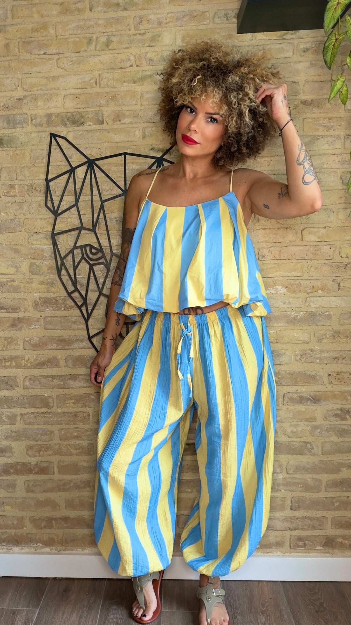 Conjunto Rayas Azul/Amarillo