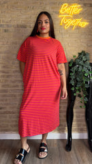 Vestido Rayas Naranja/Fucsia