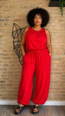 Pantalón Fluido Rojo Tachuela