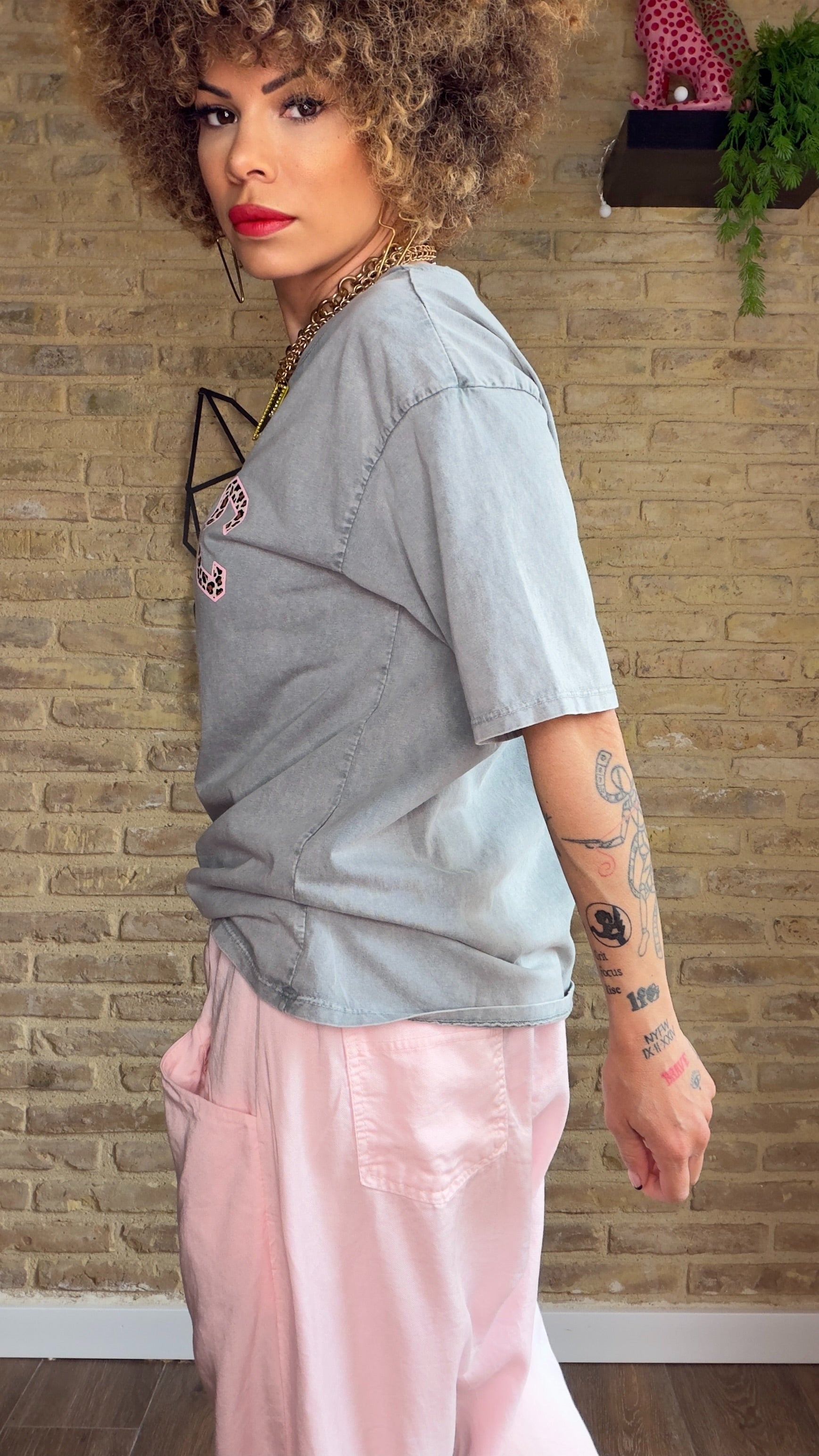 Pantalón Baggy Tencel Rosa