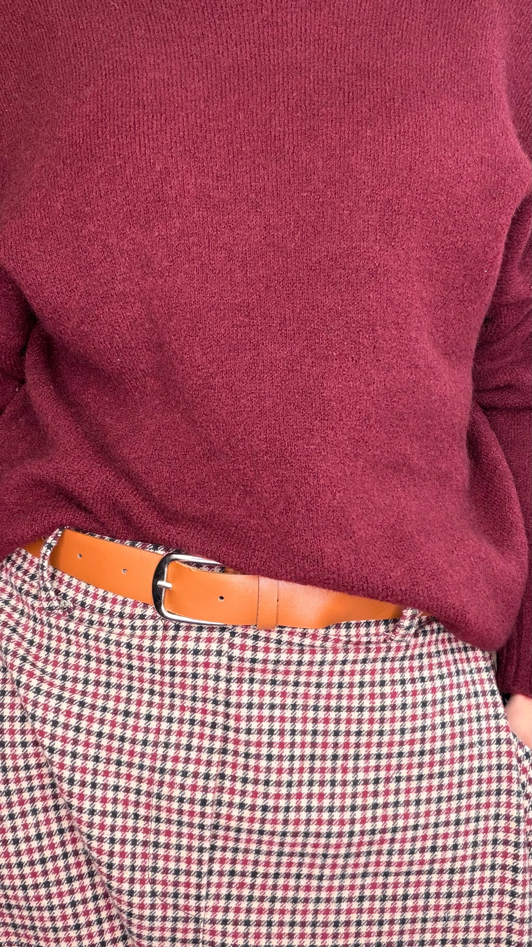 Pantalón Baggy Cinturón Cuadro/Buganvilla