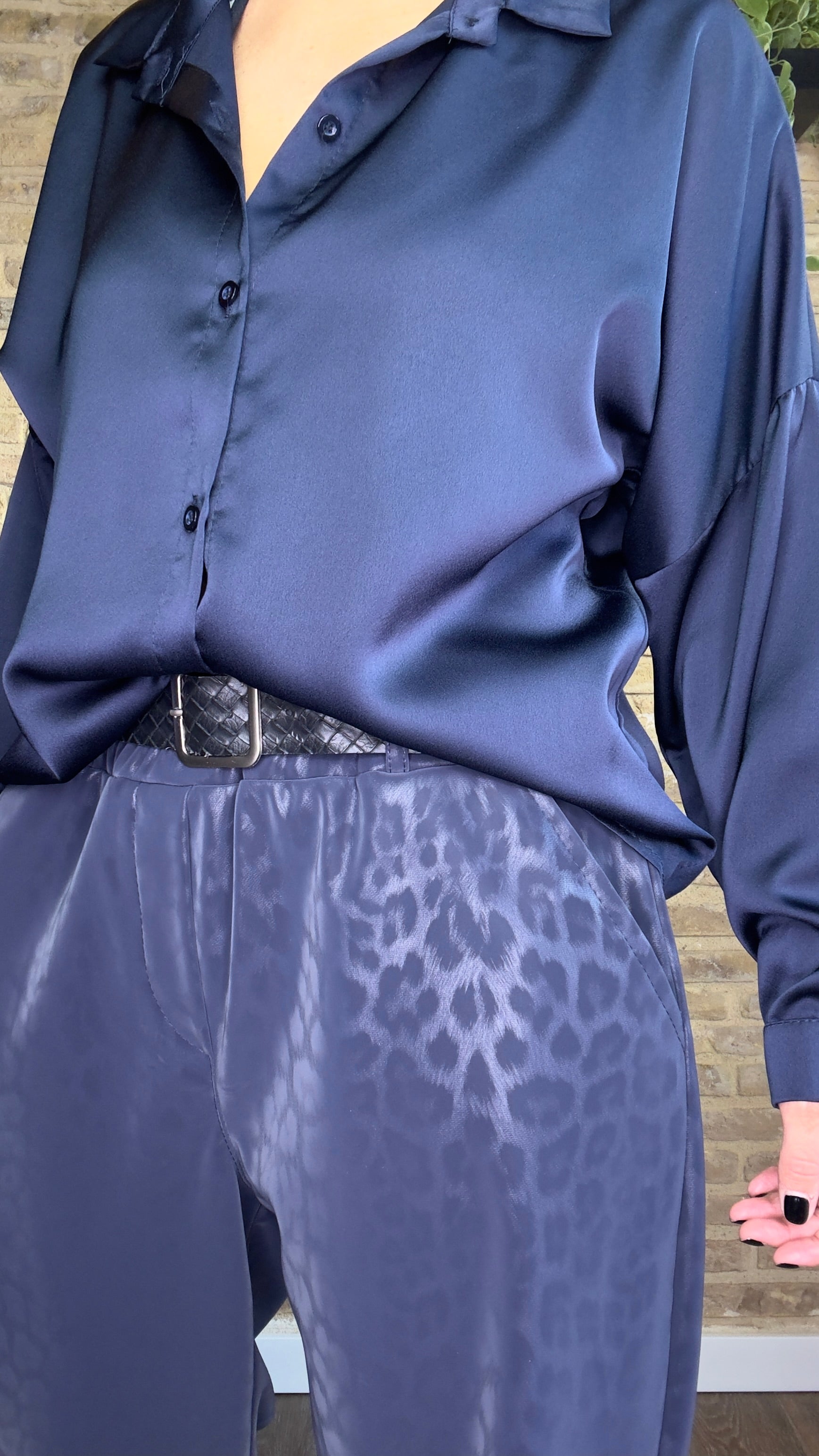 Pantalón Print Azul Polipiel