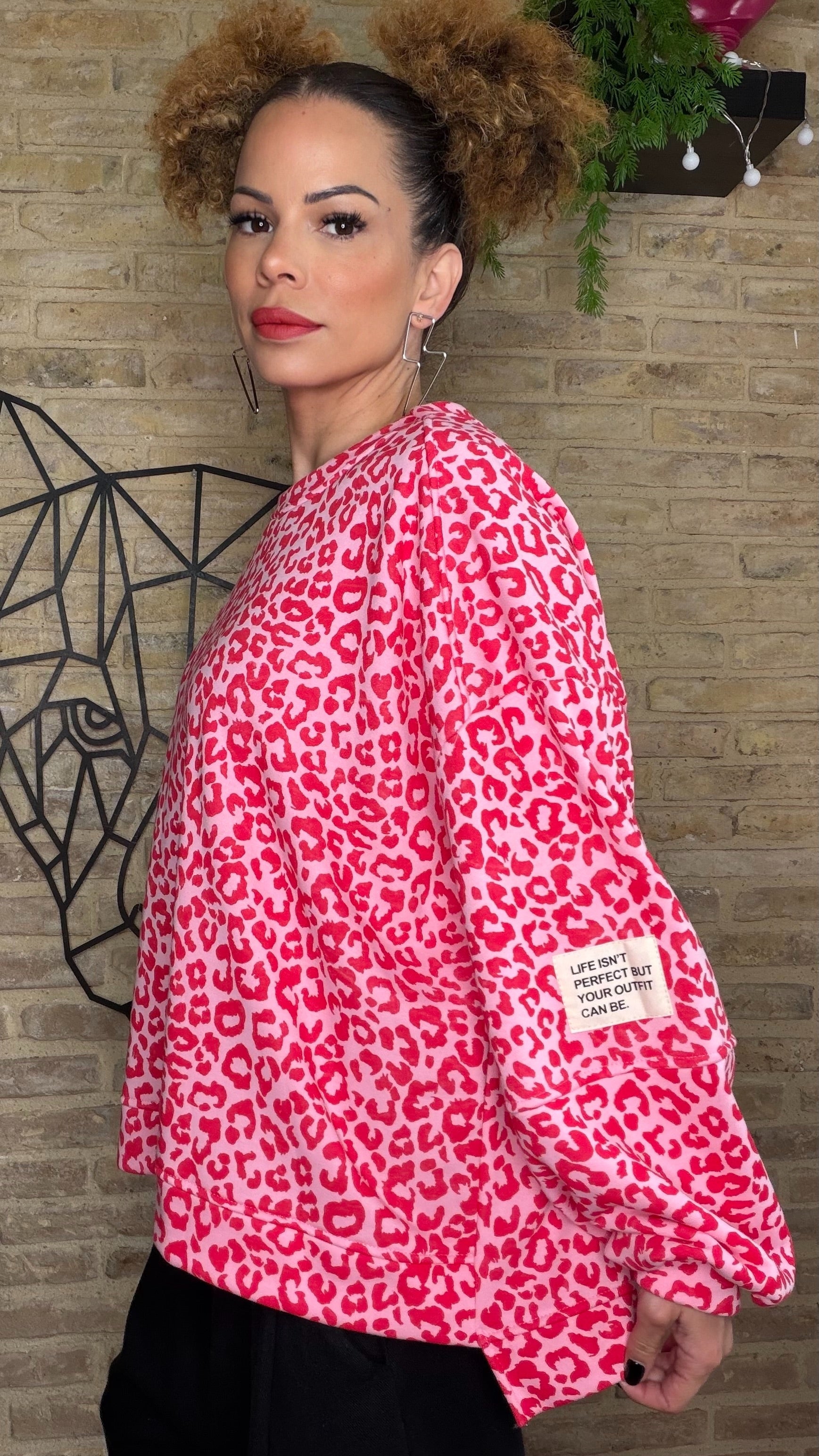 Sudadera Print Rosa / Roja