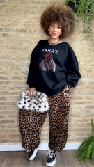 Pantalón Raso Maxi Bombacho Leopardo