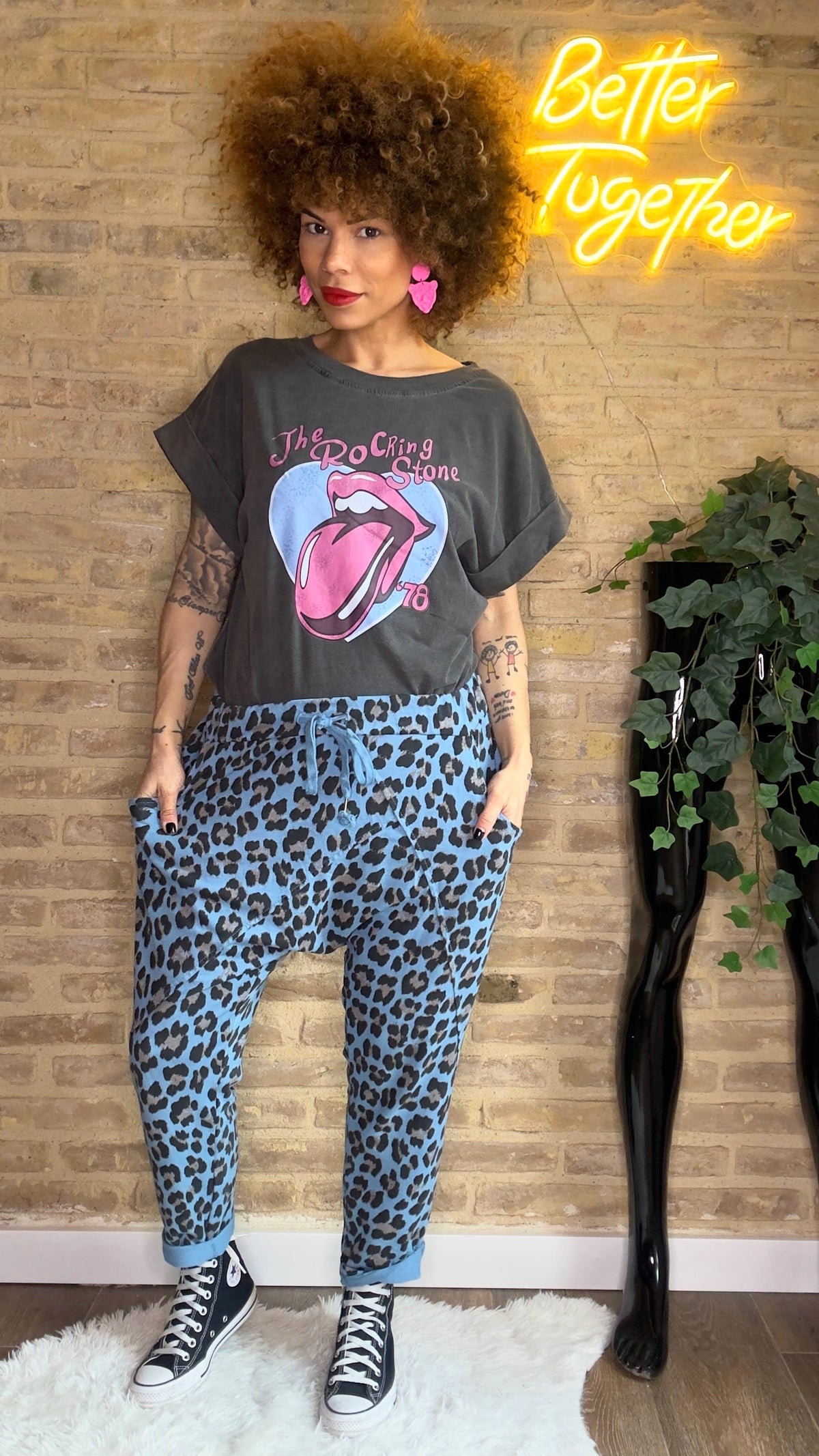 Pantalón Baggy Print Azul