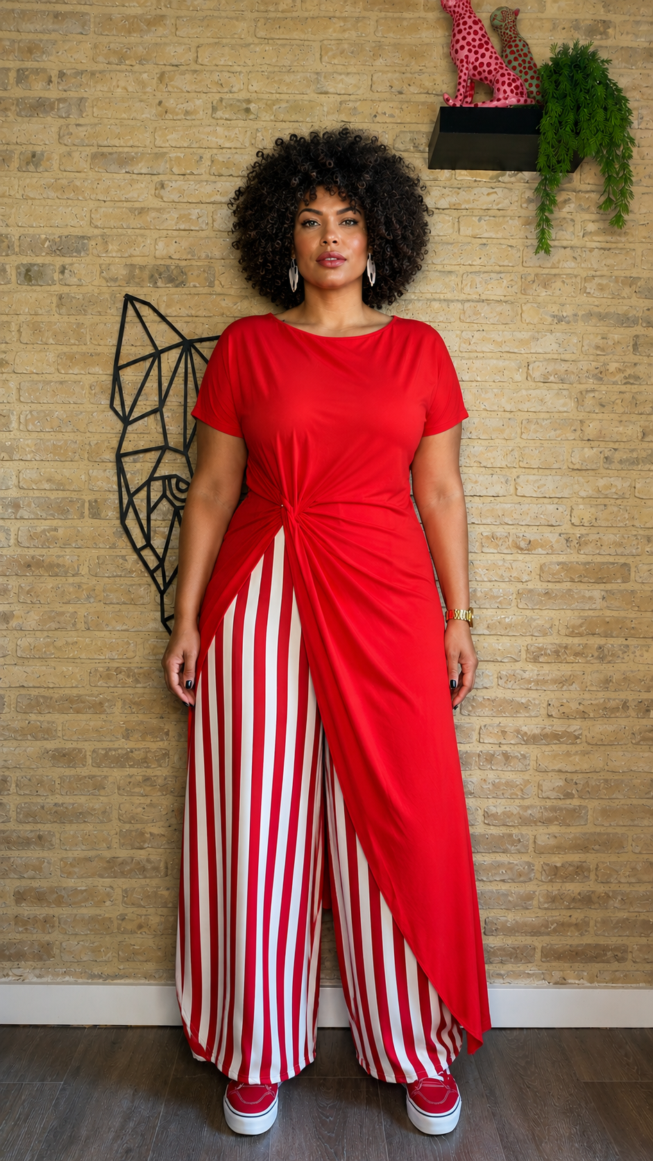 Camiseta Asimétrica Nudo Roja